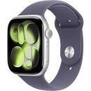 Apple Watch S11 caja de aluminio en silver y correa banda deportiva en color purple fog 46 mm S/M MEV94LW/A